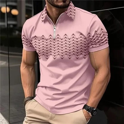 Simple Zipper Golf Polo Shirt - Image 5