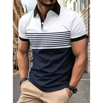 Classic Striped Golf Polo Shirt