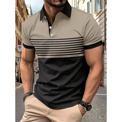Classic Striped Golf Polo Shirt - Image 5