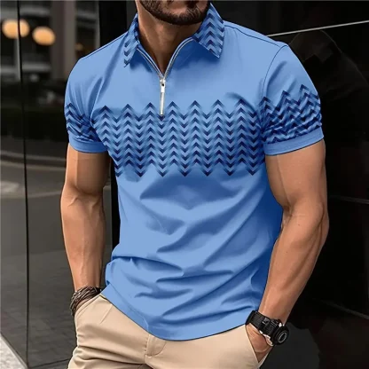 Simple Zipper Golf Polo Shirt - Image 6