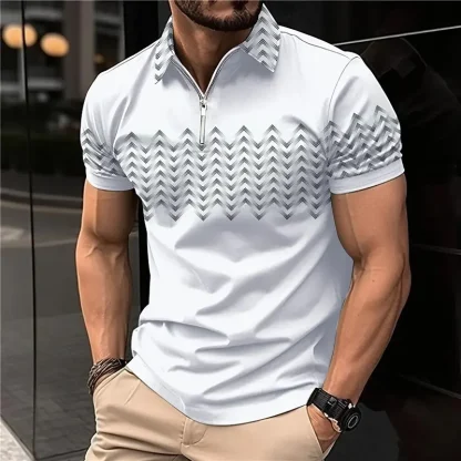 Simple Zipper Golf Polo Shirt - Image 2