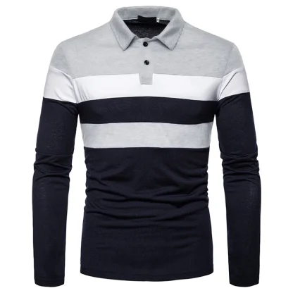 Splicing Long Sleeve Golf Polo Shirt - Image 4