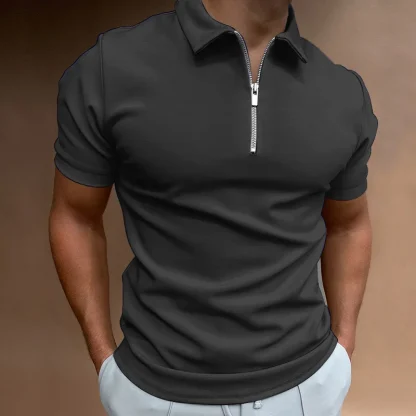 Zipper Short Sleeve Golf Polo Shirt - Image 6