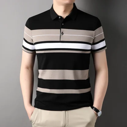 Striped Print Golf Polo Shirt