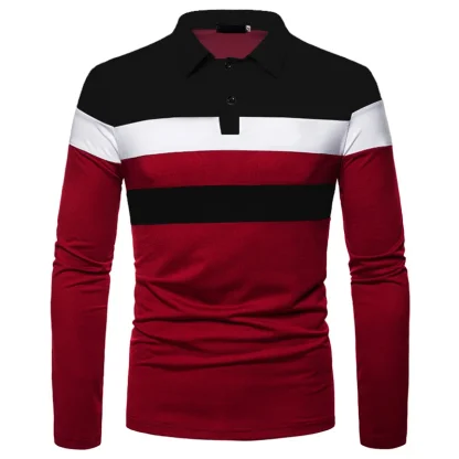 Splicing Long Sleeve Golf Polo Shirt - Image 2