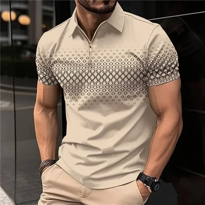 Simple Zipper Golf Polo Shirt - Image 3