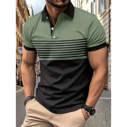 Classic Striped Golf Polo Shirt - Image 3