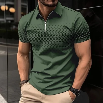 Simple Zipper Golf Polo Shirt - Image 4