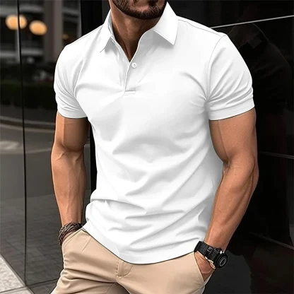 Pure Color Golf Polo Shirt - Image 2