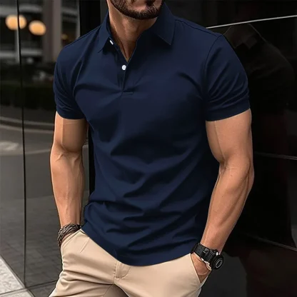 Pure Color Golf Polo Shirt - Image 3