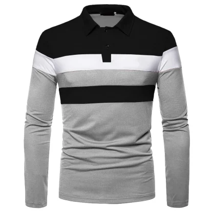Splicing Long Sleeve Golf Polo Shirt - Image 3
