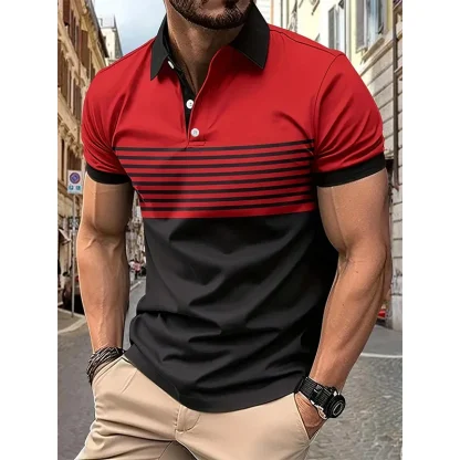 Classic Striped Golf Polo Shirt - Image 6